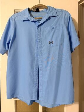 Under Armour Youth Light Blue Short-Sleeve Button-Up Shirt
